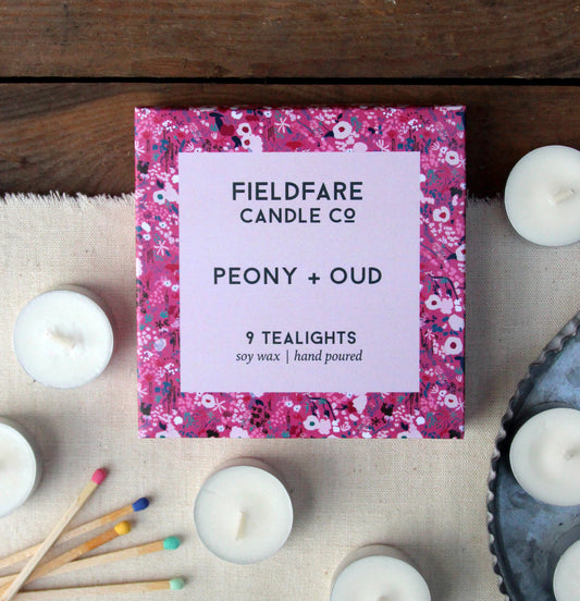 Peony + Oud Tealights